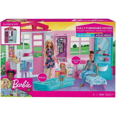 Mattel Barbie Close & Go! Fully Furnished House (60cm) (FXG54)