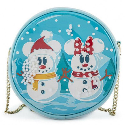 Loungefly Disney Snowman Mickey Minnie Snow Globe Crossbody Bag (WDTB2339)