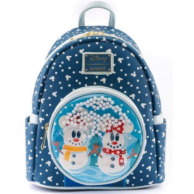 Loungefly Disney Snowman Minnie Mickey Snow Globe Mini Backpack (WDBK1850)