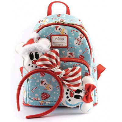 Loungefly: Disney Minnie Mickey Snowman Aop Mini Backpack Headband Set (WDBKS0012)