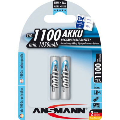 1x2 Ansmann NiMH rech. battery 1100 Micro AAA 1050 mAh