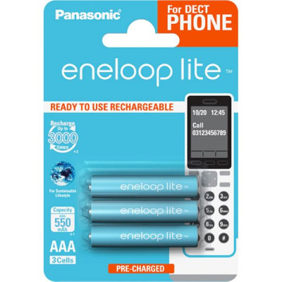 1x3 Panasonic Eneloop Lite DECT Micro AAA 550 mAh   BK-4LCCE/3DE
