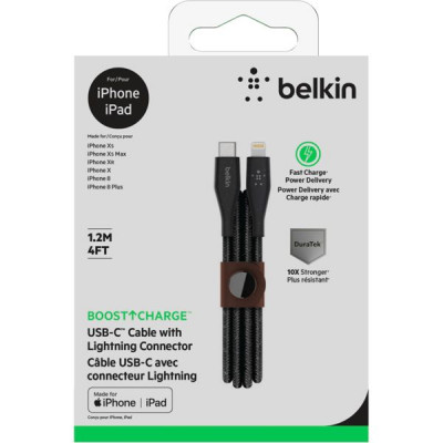 Belkin DuraTek Plus Lightning / USB-C, mfi. zert., 1,2m Black