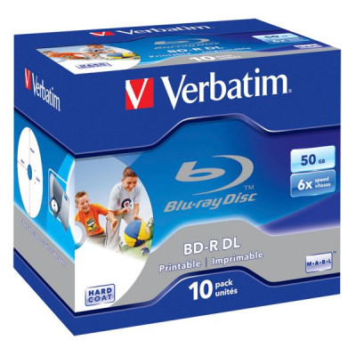 1x10 Verbatim BD-R Blu-Ray 50GB 6x Speed printable Jewel Case