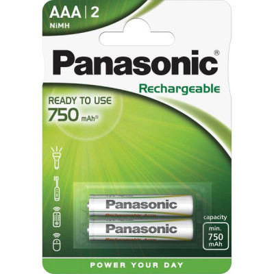 1x2 Panasonic Accu NiMH Micro AAA 750 mAh Ready to Use