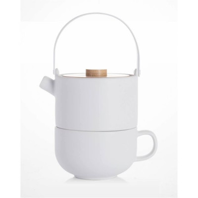 Bredemeijer Tea-for-one Umea white mit Bambusdeckel     142007