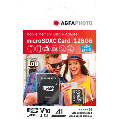 AgfaPhoto MicroSDXC UHS-I  128GB High Speed Class 10 U1 V10