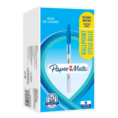 1x50 Paper Mate 045 M 1,0 mm ballpoint pen mit Kappe Blue