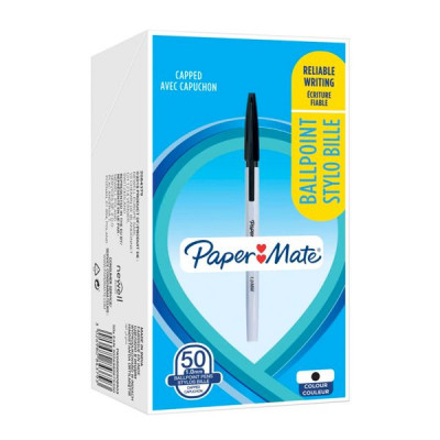 1x50 Paper Mate 045 M 1,0 mm ballpoint pen mit Kappe Black