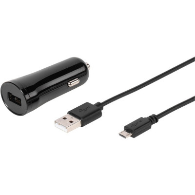 VIVANCO CAR CHARGER 2.4A + DATA CABLE MICRO USB 1.2m black