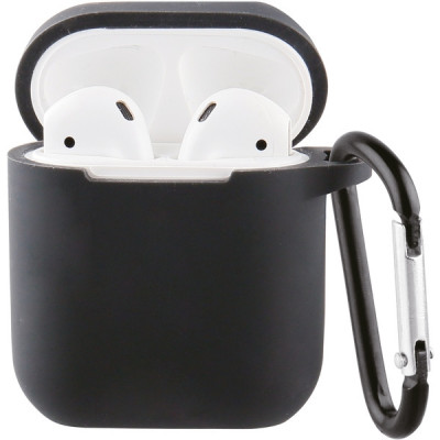 VIVANCO SILICONE CASE FOR AIRPODS 1 / 2  WITH CARABINER black