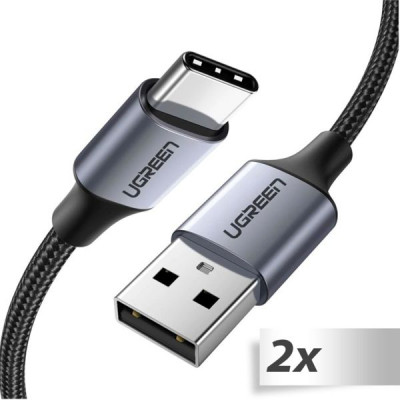 2x1 UGREEN USB-C To USB-A Cable Black 1M