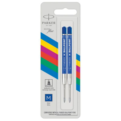 1x2 Parker Quinkflow Basic ballpoint pen Mine M Blue