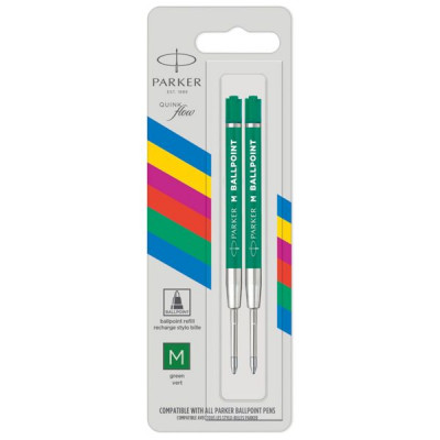 1x2 Parker Quinkflow Basic ballpoint pen Mine M grün
