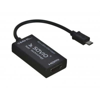 Adapter SAVIO cl-32 (MHL, Micro USB M - HDMI F; 0,10m; black color)
