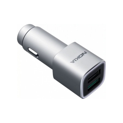 ORIGINAL NOKIA FAST CHARGE DUAL USB Qualcomm 3.0 CAR CHARGER DC-801 Silver