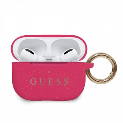 GUESS SILICONE CASE FOR AIRPODS PRO WITH HOLDER fuchsia