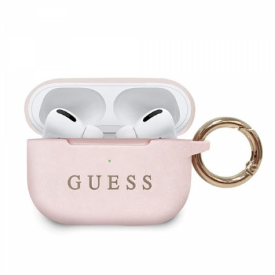 GUESS SILICONE CASE FOR AIRPODS PRO WITH HOLDER light pink