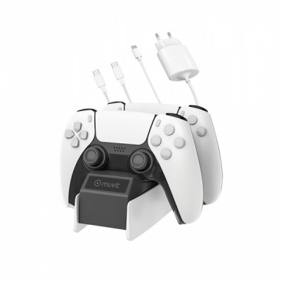 MUVIT PLAYSTATION 5 CONTROLLER CHARGING STATION WITH TRAVEL CHARGER