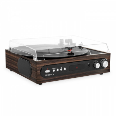 VICTROLA 3-IN-1 BLUETOOTH TURNTABLE VYNIL MUSIC CENTER BROWN