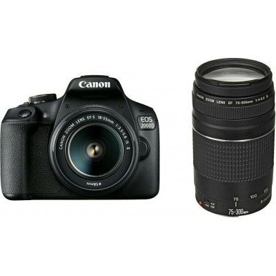Canon EOS 2000D Kit (EF-S 18-55mm IS II & EF 75-300 III) Black