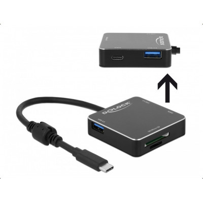 DeLock 3 Port USB 3.1 Gen 1 Hub with USB Type-C with SD