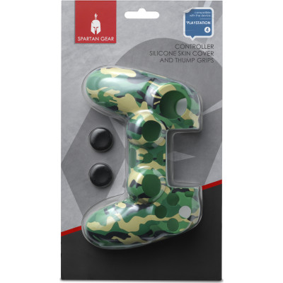 Spartan Gear - Controller Silicon Skin Cover and Thump Grips (Compatible with Playstation 4) (colour: Green Camo)