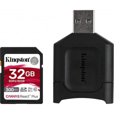 Kingston Canvas React Plus SDHC 32GB U3 V90 with USB Reader