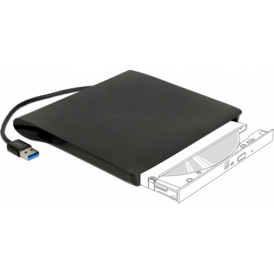 DeLock External Enclosure for 5.25″ Ultra Slim SATA Drives 9.5 mm to USB Type-A male