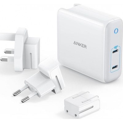 Anker 2x USB-C Wall Adapter Λευκό (Powerport III 2Port Universal)
