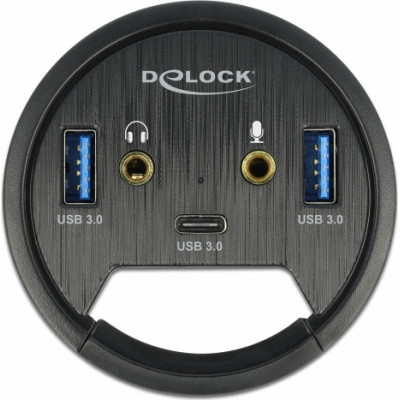 DeLock In-Desk Hub USB-C & 2 x USB-A & Audio Ports