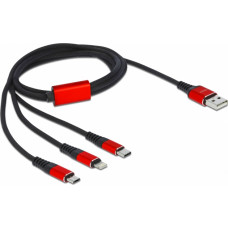 DeLock Regular USB to Lightning / 2x Type-C Cable Μαύρο 1m (86709)