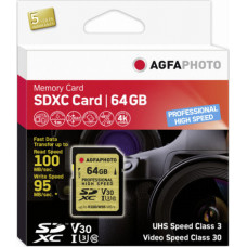 AgfaPhoto SDXC UHS I U3 V30 64GB Professional High Speed