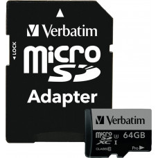 Verbatim microSDXC Pro      64GB Class 10 UHS-I incl Adapter